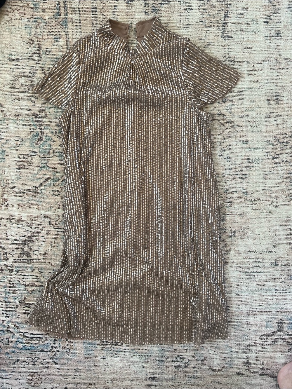 Joyfolie Girls Gold Sequin Short Sleeve Dress - Picture 2 of 5